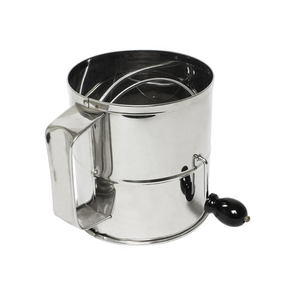 8 Cup Stainless Steel Flour Sifter with Four Wire agitator to sift flour Mirror finish - Mesh Baking Sifter Quick Sifting Flour Sifter Crank Sifter Flour for Baking Cakes and Spices