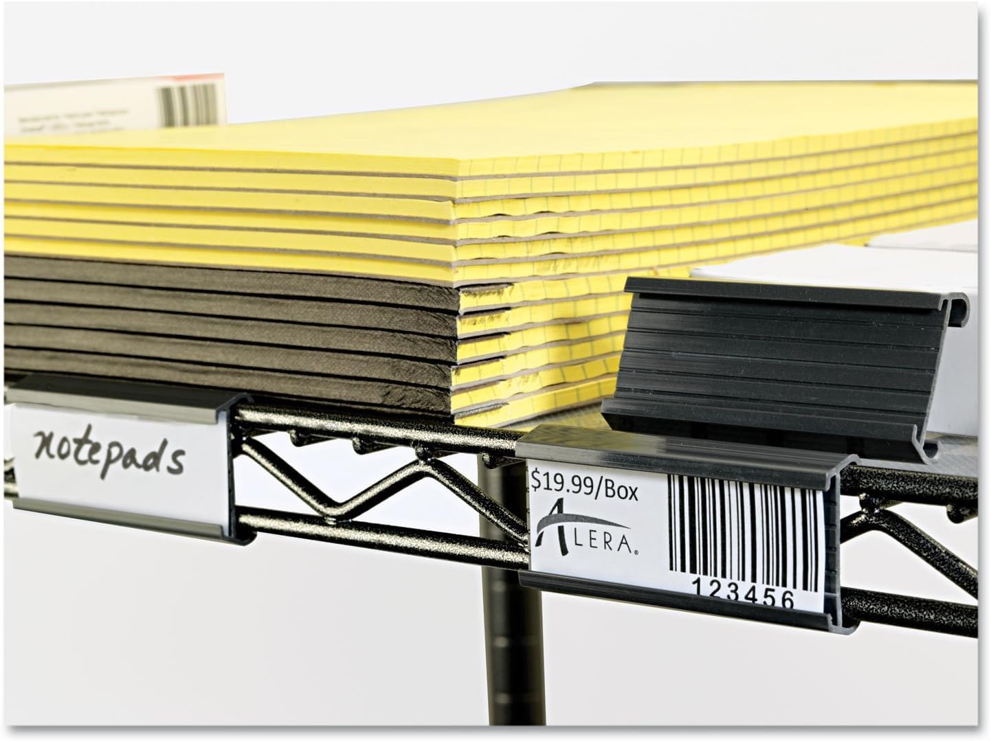 Set of 4 Black Plastic Shelf Label - Wire Shelf/Rack Label Holders Wire Shelf Label Holder Rack Label Holder Compatible with Metro Shelves