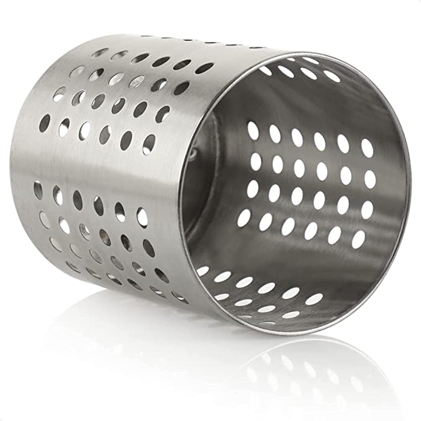 Straight Wall Flatware Cylinder Stainless Steel- Kitchen Tools Flatware Holder Utensil Drying Cylinder Countertop Silverware Caddy Flatware and Kitchen Utensils
