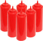 Set of 6 Squeeze Condiment Wide Mouth Dispensing Bottles - Plastic Squeeze Bottle for Sauces Spreads Ketchup Mustard Mayo Hot sauces and Olive oil