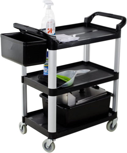 Silverware Bin Fits Rolling Utility Cart Heavy Duty Black Color 13" x 9-1/4" x 7"-Plastic Utensils Drawer Holder Kitchen Utensils Silverware Flatware Organizer
