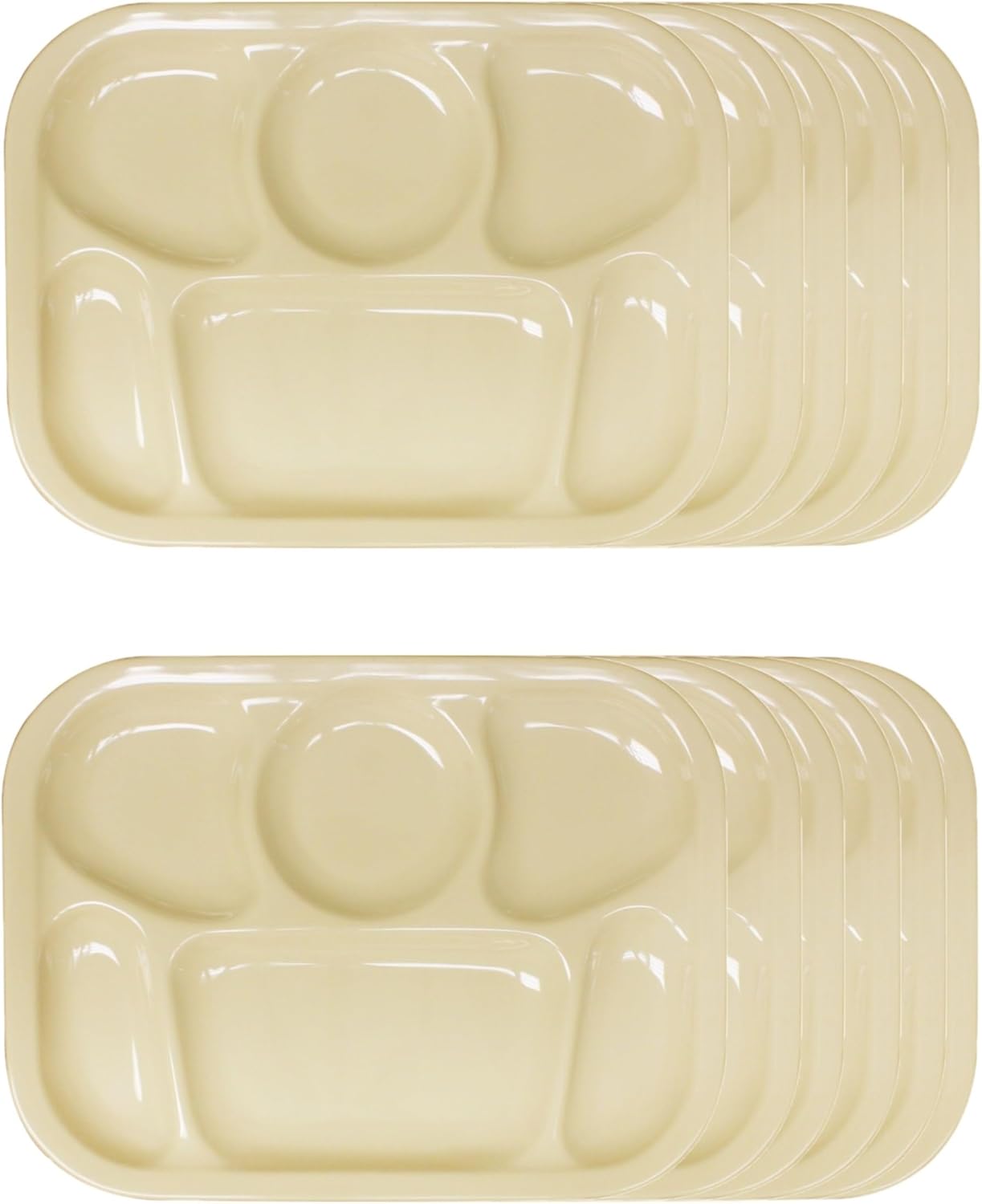 13" x 9-1/2" Compartment Tray Melamine Set of 12 - Dishwasher Safe Break-Resistant Serving Platter Dinner Plates Portion Plates for Dinner Home Restaurants