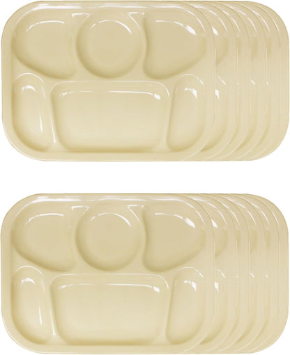 13" x 9-1/2" Compartment Tray Melamine Set of 12 - Dishwasher Safe Break-Resistant Serving Platter Dinner Plates Portion Plates for Dinner Home Restaurants