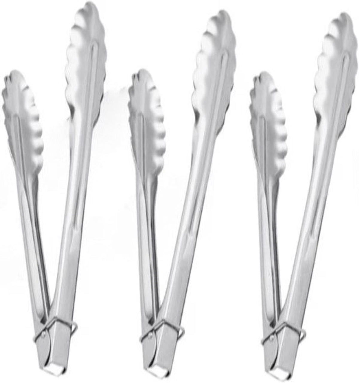 Stainless Steel Flat Spring Utility Tong with Locking Ring Set of 3- Food Tongs Cooking Tongs for Grilling Barbecue Buffets Home Restaurants Food Tong Buffet Tong Appetizer Tong