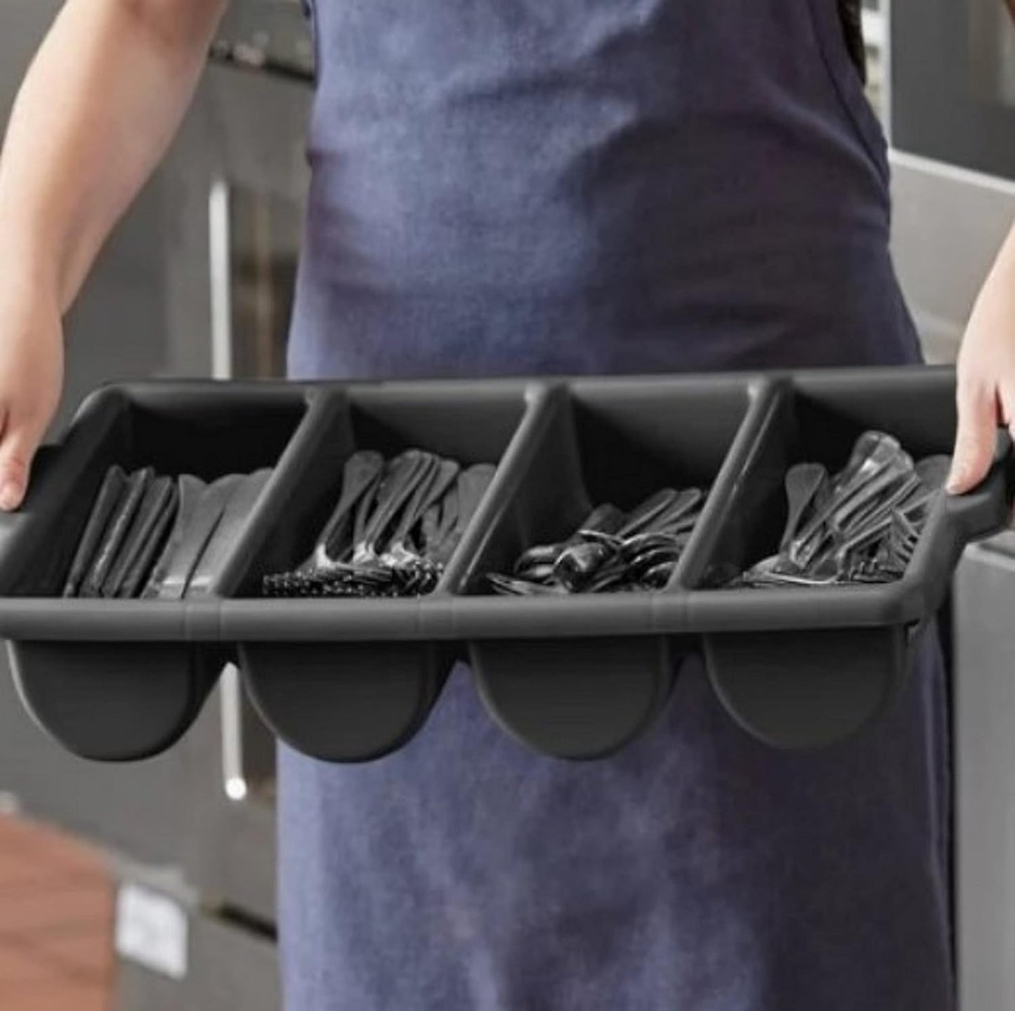 4 Compartments Silverware Organizer Cutlery Tray 22-1/2" x 13" x 4"- Plastic Utensils Drawer Holder Cutlery Holder for Kitchen Home and Restaurant Organization
