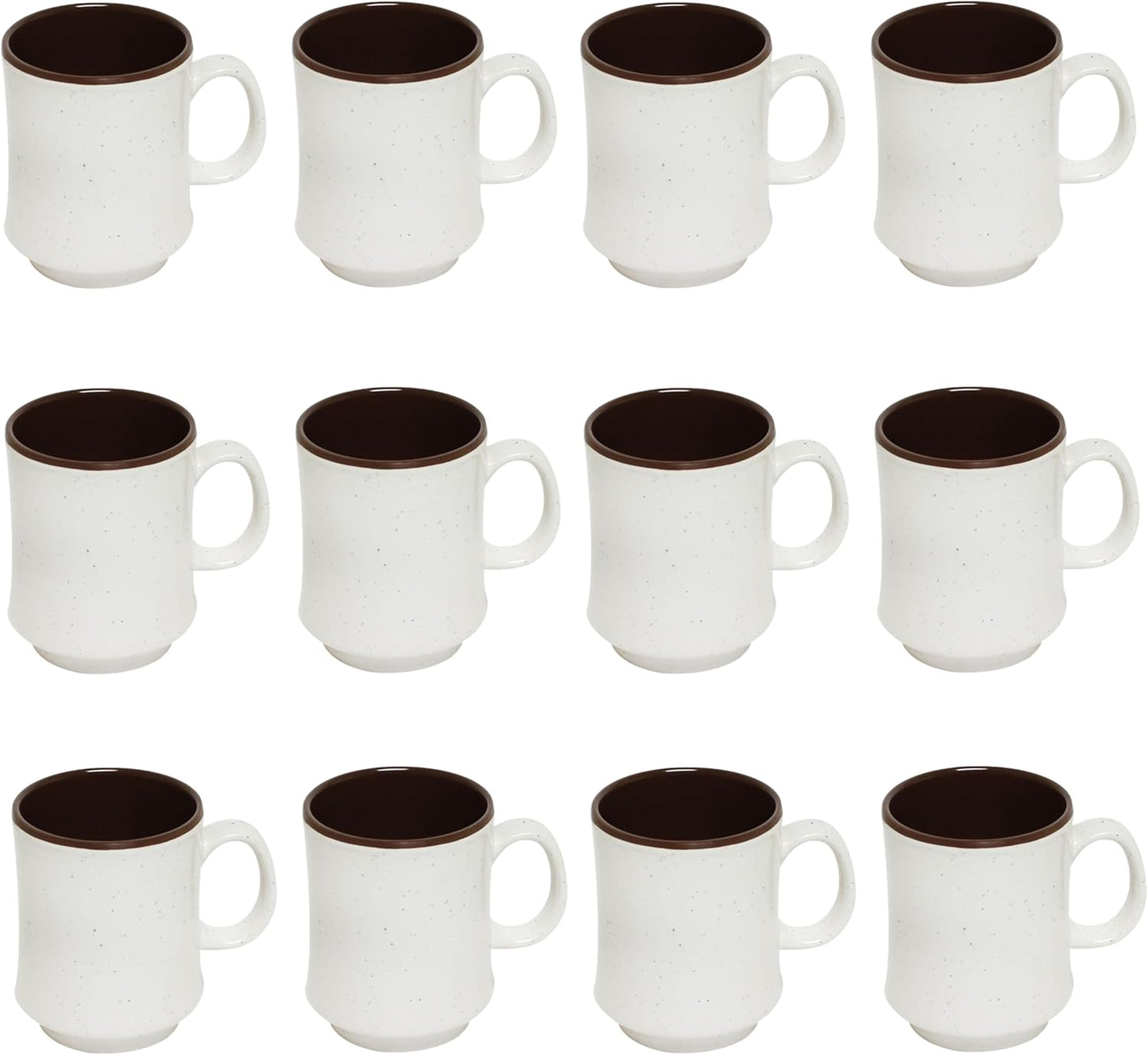 9 oz Arcadia Two-Tone Mug Round Base Melamine Set of 12- Dishwasher Safe Break-Resistant Coffee Cup Set Reusable Plastic Cup for Latte Cappuccino Cocoa Hot Tea Home Cafe Restaurants