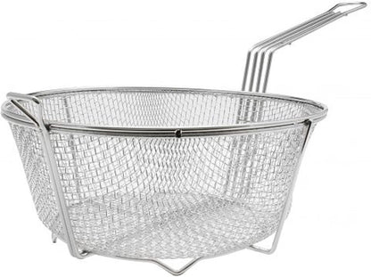 Round Fry Basket Heavy Duty Nickel Plated Iron - Deep Fry Basket Frying Multifunctional Fryer Round Food Strainer for Restaurant Kitchen Frying Chips Fish Sausages