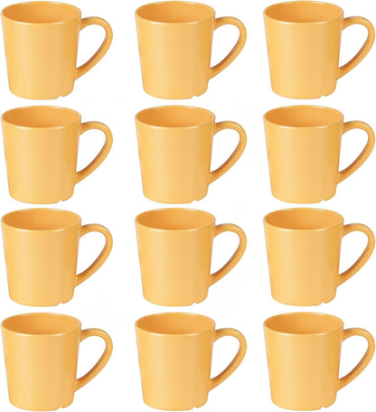 7 oz Mug/Cup Melamine Set of 12- Dishwasher Safe Break-Resistant Coffee Cup Set Reusable Plastic Cup for Latte Cappuccino Cocoa Hot Tea Mocha Home Cafe Restaurants