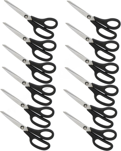 4” Stainless Steel Kitchen Scissors with Black Plastic Handle Set of 12- All Purpose Shears Food Scissors Kitchen Scissors Utility Scissors Cooking Shears for Home Kitchen Restaurants