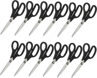 4” Stainless Steel Kitchen Scissors with Black Plastic Handle Set of 12- All Purpose Shears Food Scissors Kitchen Scissors Utility Scissors Cooking Shears for Home Kitchen Restaurants