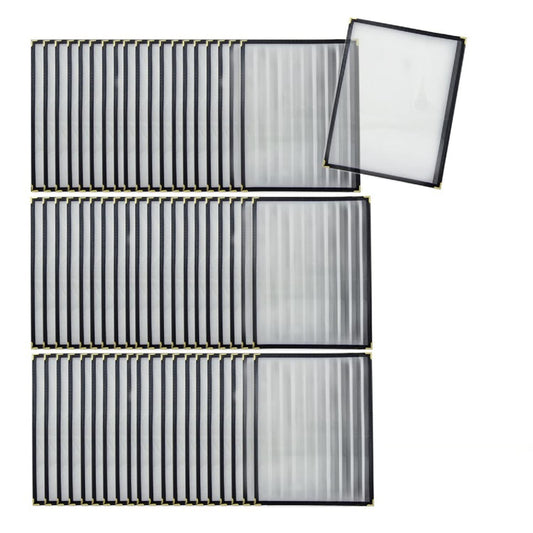 Set of 60 Black 8-1/2” x 11” Single Restaurant Menu Covers 1 Page 2 View Crystal Clear Menu Covers Fits A4 Size Paper Menu Sleeve Menu Folder Menu Book Holders for Bar Cafe Restaurant