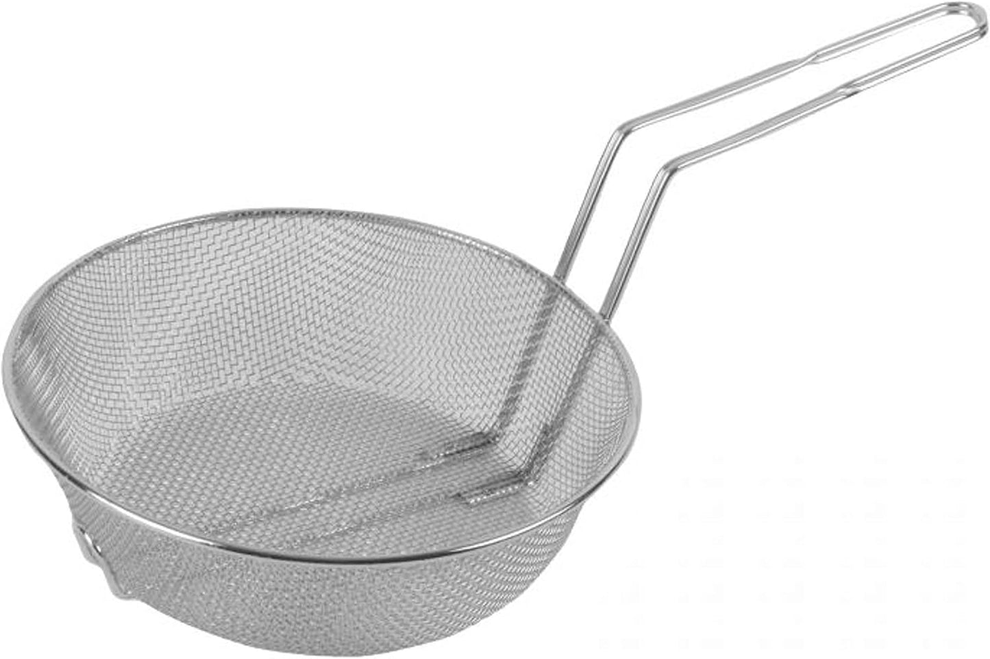 Round Mesh Culinary Basket Nickel Plated with 9-1/8" Handle Length- Kitchen Frying Basket Food Strainer Skimmer Strainer Basket for Cooking Home Kitchen Restaurants