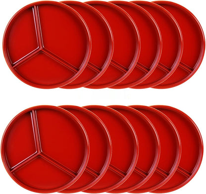 8-1/4” Deep Divided Server Melamine Set of 12- Dishwasher Safe Break-Resistant Serving Platter Serving Plates Portion Plates for Dinner Home Kitchen Restaurants