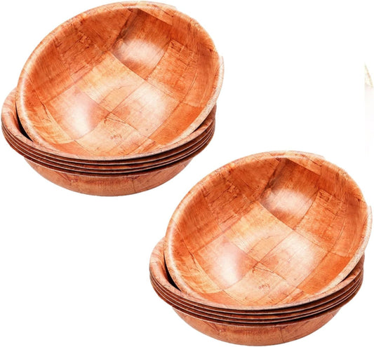 Round Keyaki Wood Woven Salad Bowl Set of 12- Salad Bowls Set Wood Serving Bowl Fruit Bowl Wooden Salad Bowl Serving Bowl Perfect for Salad Vegetables Fruit Salad