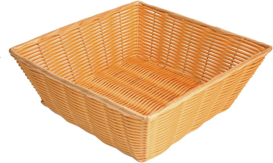 13" x 13" x 4-1/2" Square Hand-Woven Bread Basket Natural Color- Restaurant Woven Food Serving Basket for Fruit Bread Serving Basket Decorative Baskets Perfect for Cafe Home Restaurants