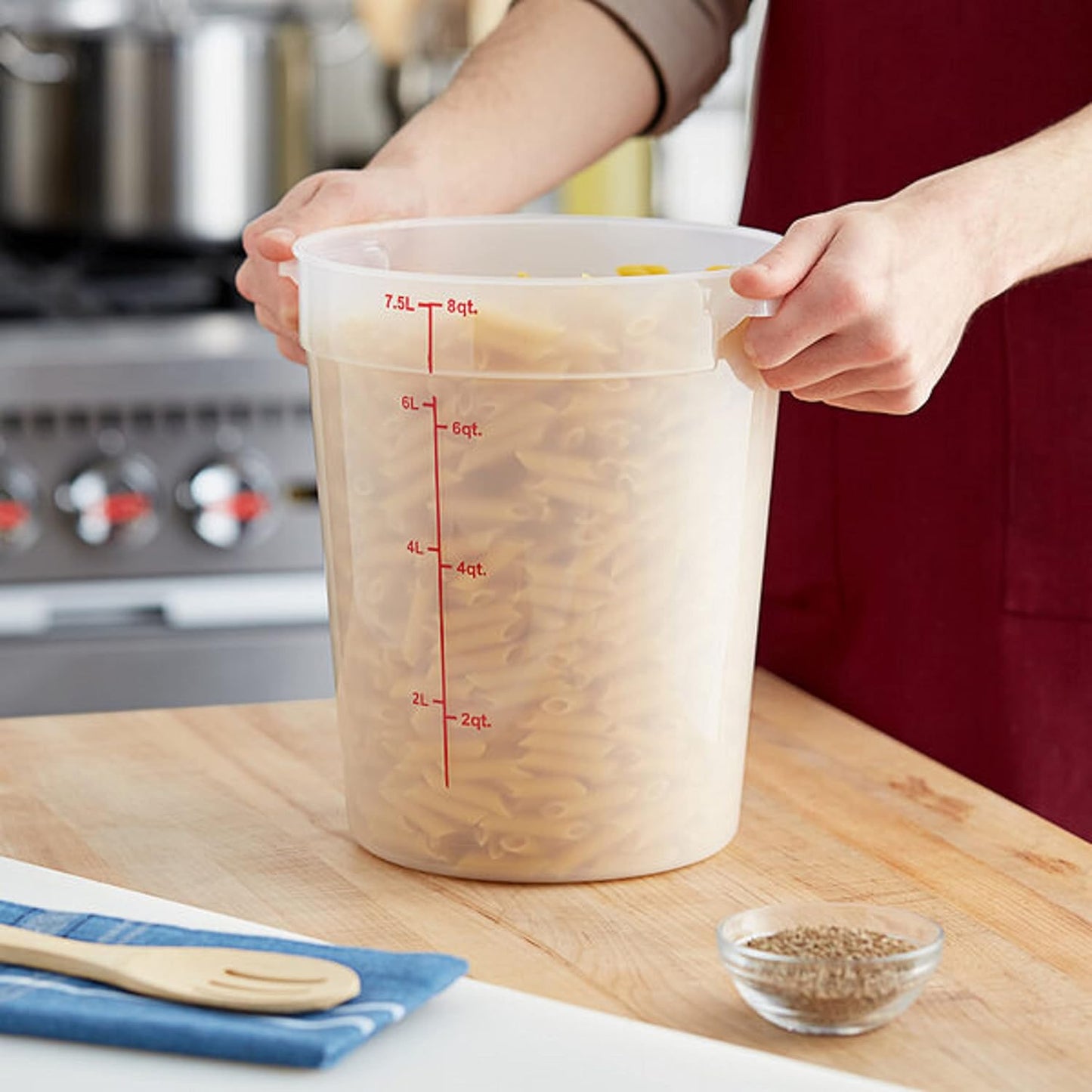 Round Food Storage Container Translucent Polypropylene- Commercial Food Storage Containers Meal Prep Containers Reusable Food Containers for Pantry Kitchen Storage Organization