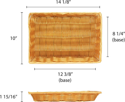 Rectangular Hand-Woven Bread Basket Natural Color - Restaurant Woven Food Serving Basket for Fruit Bread Serving Decorative Baskets Perfect for Cafe Home Restaurants