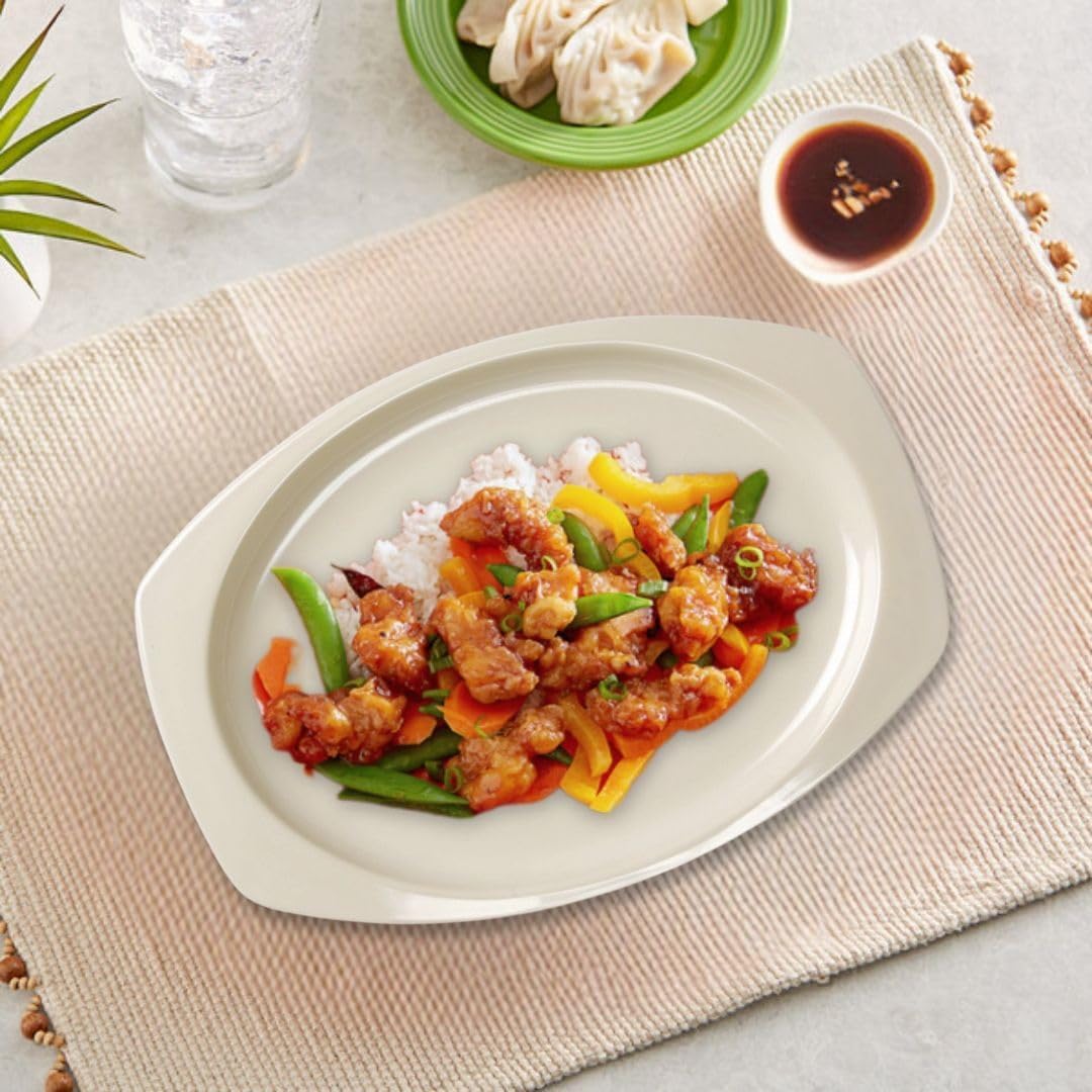 Rectangular Platter White Color Melamine Set of 12- Reusable Plates Kitchen Plates Dinnerware Serving Platter Dishes Dishwasher Safe Break-Resistant for Home Kitchen