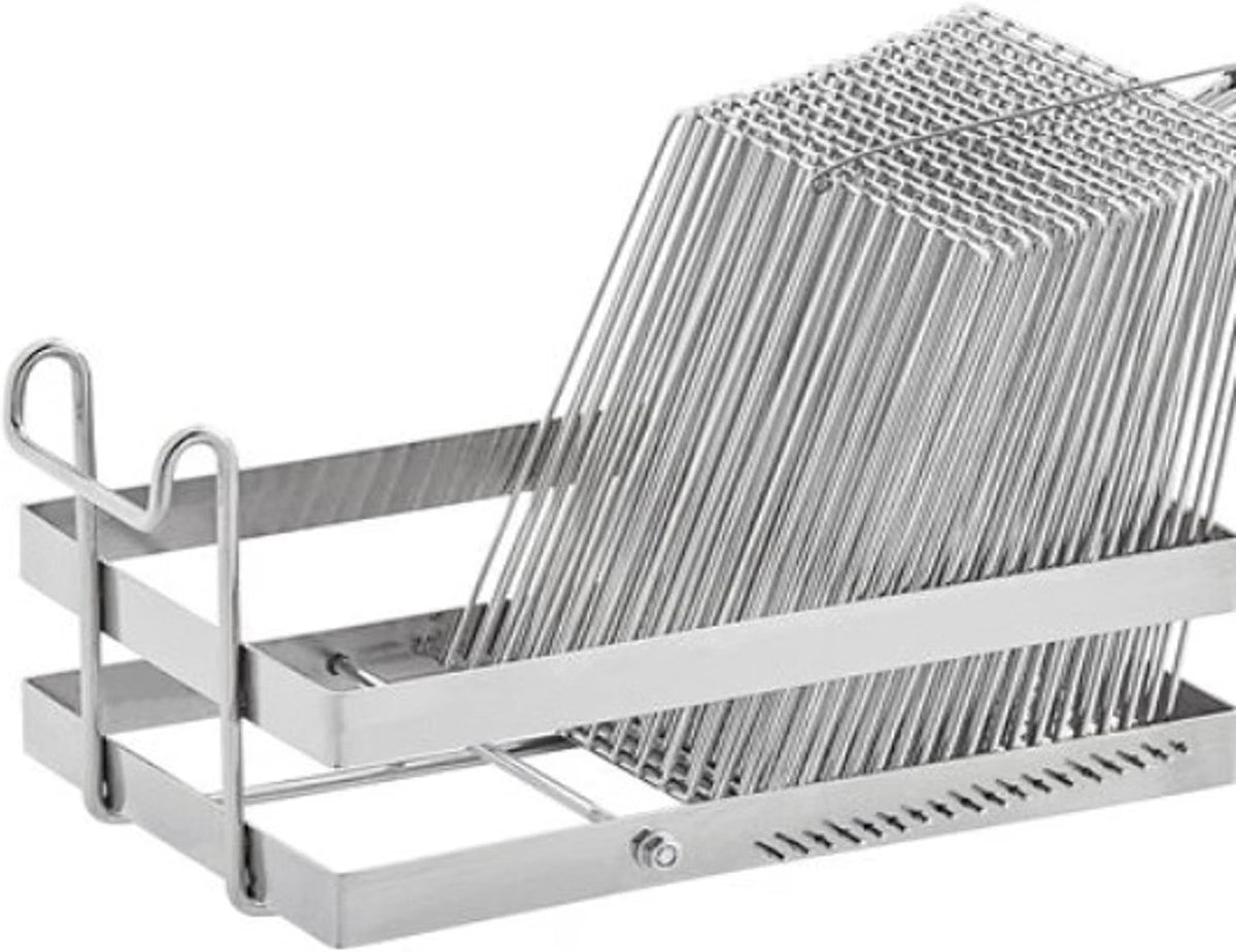 18 Slots Heavy Duty Tostada Shell Basket Nickel Plated 19-3/8" x 6-1/4" x 7-5/8" - Deep Fryer Tostada Holder Basket Heavy-Duty Tostada Fry Basket Taco Deep Fryer Taco Holder