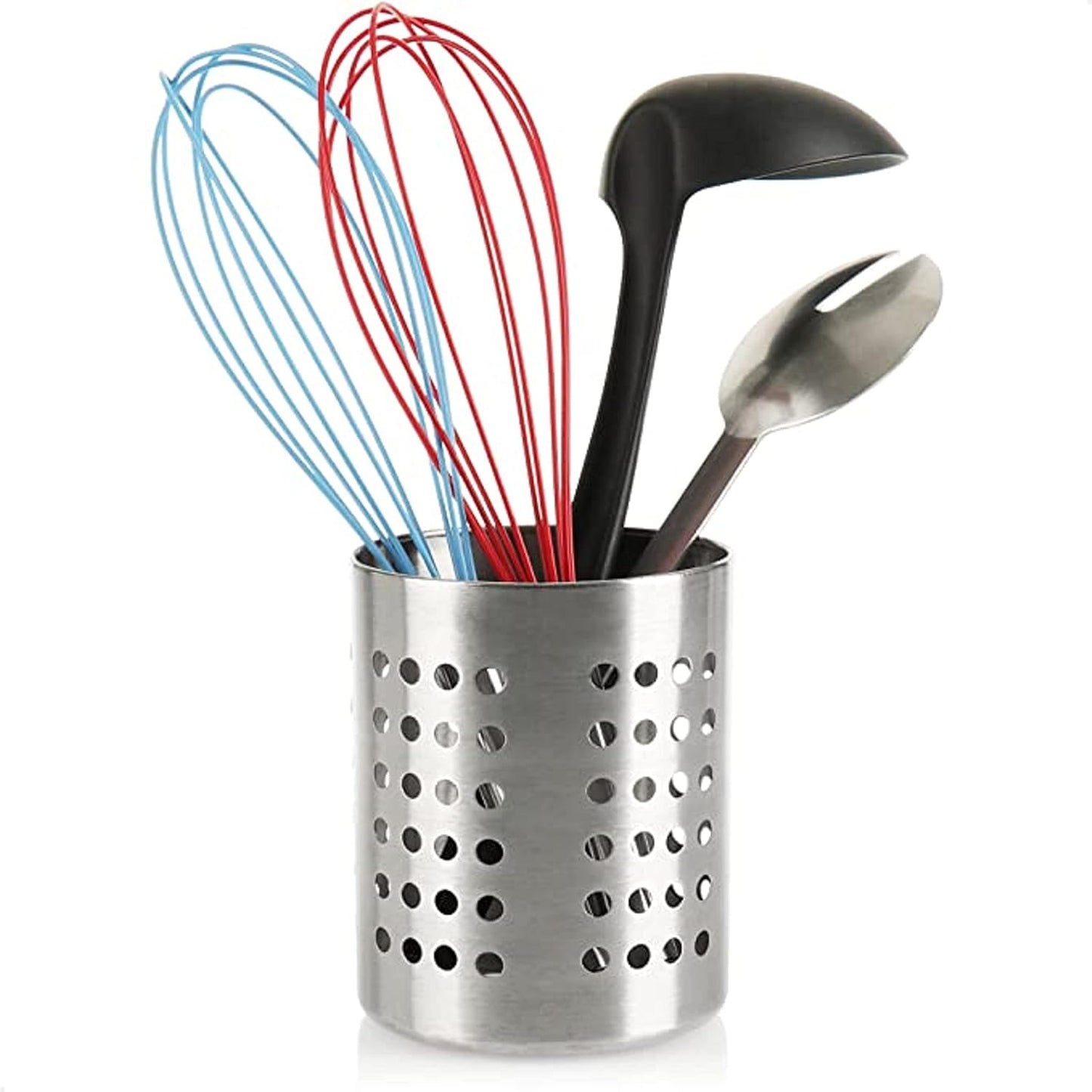 Straight Wall Flatware Cylinder Stainless Steel- Kitchen Tools Flatware Holder Utensil Drying Cylinder Countertop Silverware Caddy Flatware and Kitchen Utensils