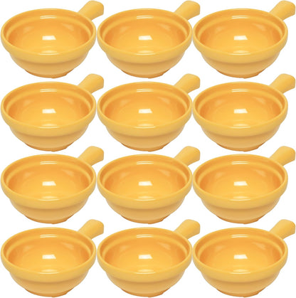 10 oz Soup Bowls with Handle Melamine Set of 12- Dishwasher Safe Break-Resistant Reusable Bowls Serving Soup Bowl Broth Cups Soup Bowls Ice Cream Dipping Sauce