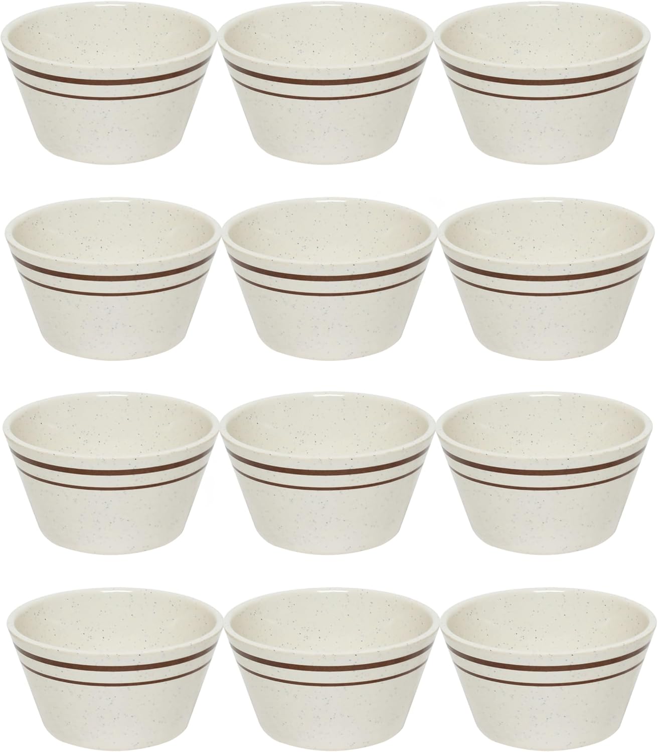 7 oz Arcadia Bouillon Cup Melamine Set of 12- Dishwasher Safe Break-Resistant Dinnerware Small Bowls for Side Dishes Dessert Soup Chili Dipping Sauce