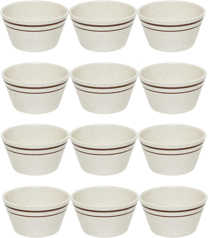 7 oz Arcadia Bouillon Cup Melamine Set of 12- Dishwasher Safe Break-Resistant Dinnerware Small Bowls for Side Dishes Dessert Soup Chili Dipping Sauce