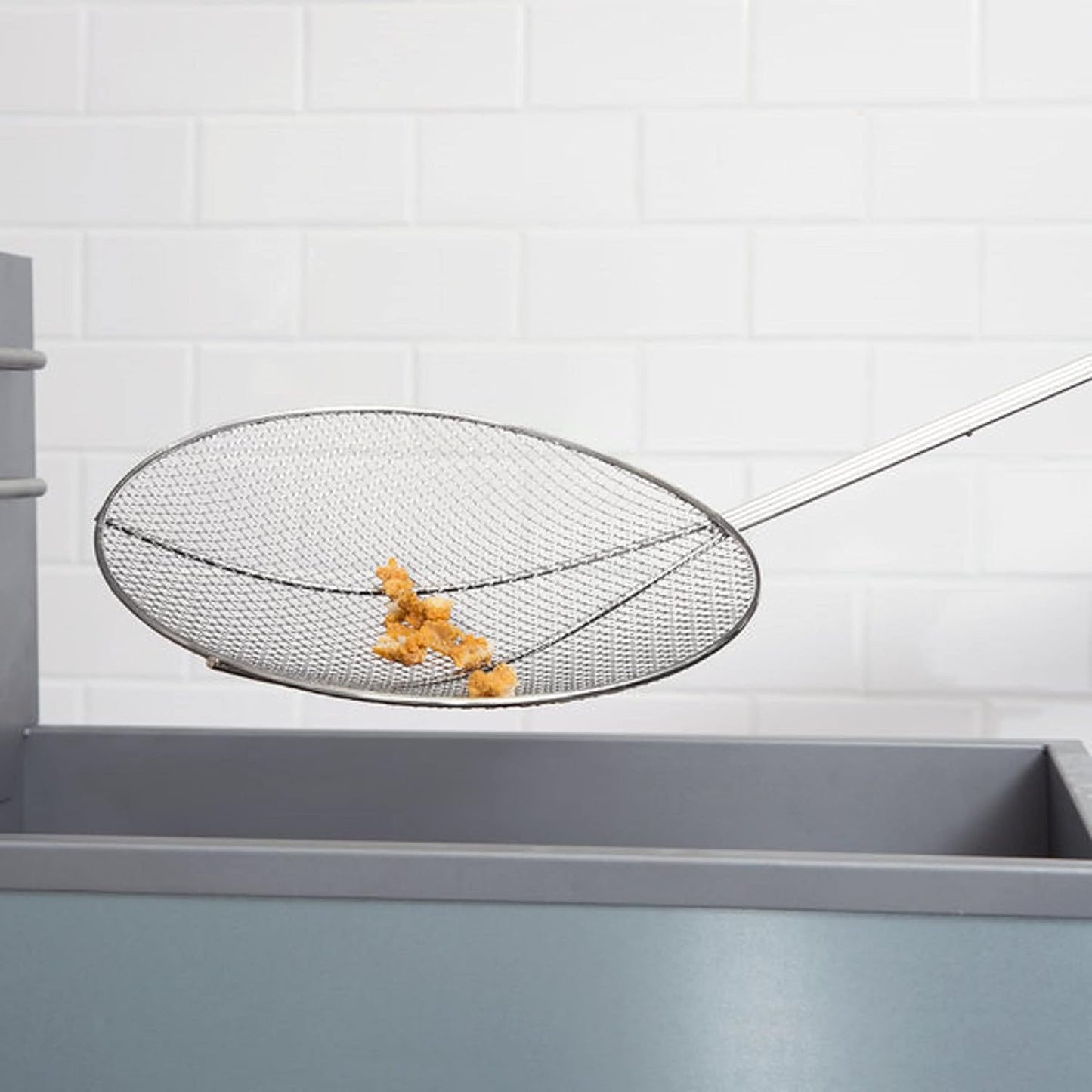 Round Wire Skimmer Nickel Plated- Mesh Strainer Skimmer Kitchen Utensil Food Strainer Skimmer Spoon for Cooking Sieve Sifters Rice Quinoa Pasta Fruits Vegetables