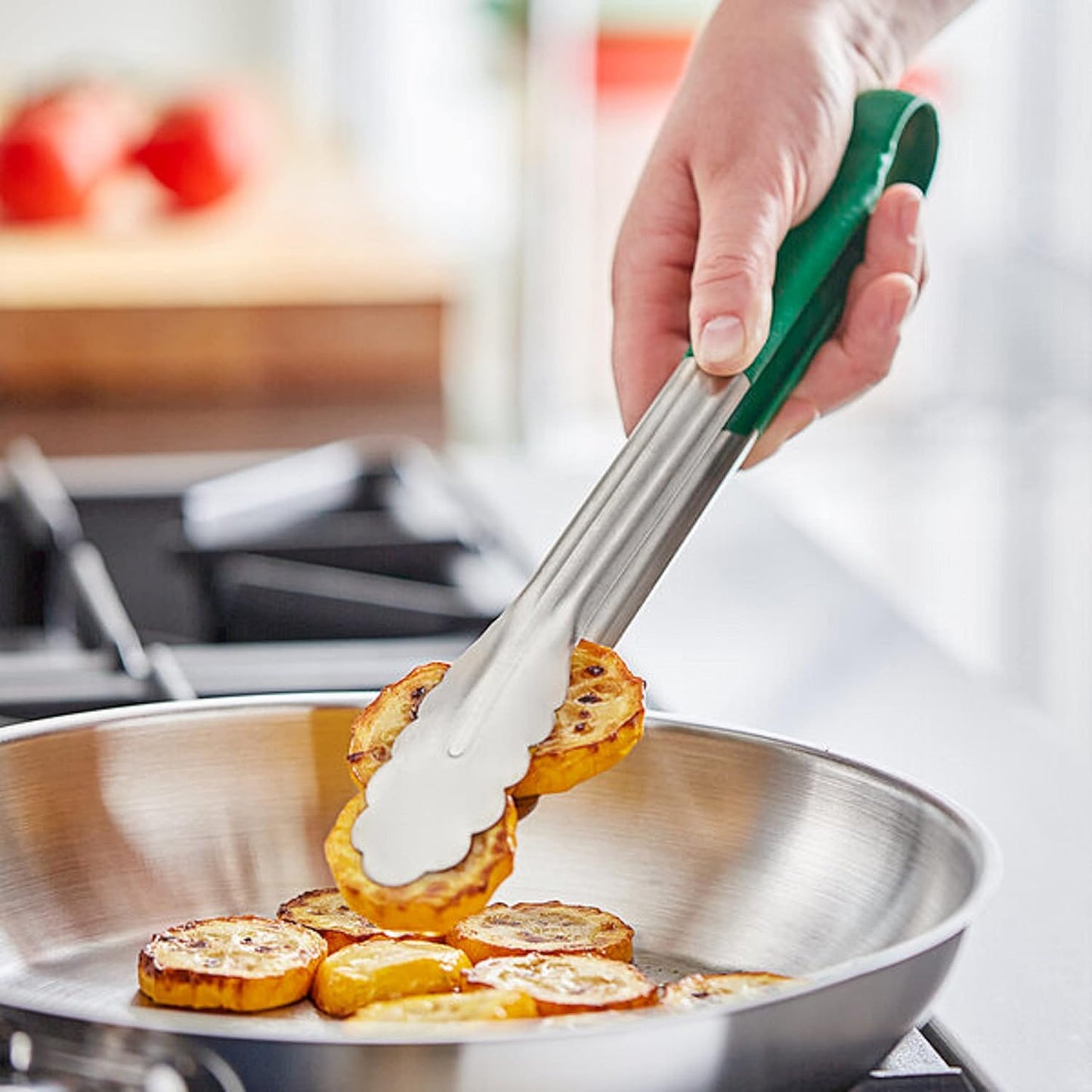 Stainless Steel Kitchen Tong with Non-Slip Coated Handles- Kitchen Tongs Metal Food Tongs Premium Stainless Steel Tongs for Cooking Food Salad Grilling Barbecue BBQ Buffet