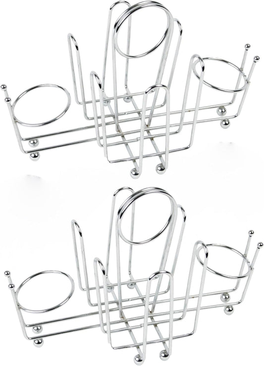Sugar Packet Holder Chrome Plated Set of 2- Metal Sweetener Container Coffee Accessories Sugar Caddy Holder for Restaurant Home Sugar Tea Bag Basket