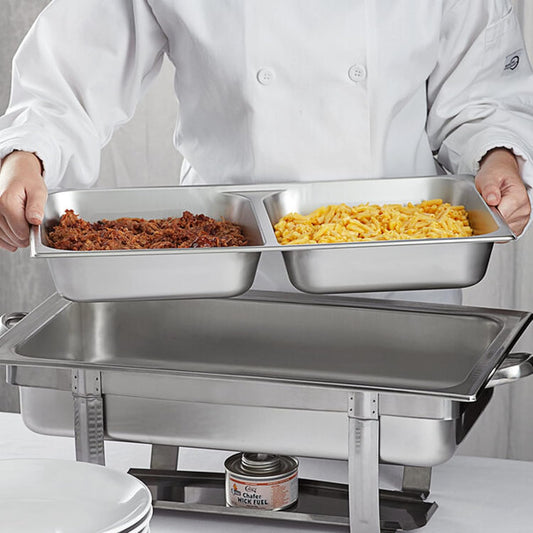 Full Size 2-1/2" Deep Stainless Steel Anti-Jamming Divided Steam Pan 24 Gauge- Chafing Steam Table Pans Catering Food Storage Metal Pan Hotel Pan for Restaurant Events Catering Use