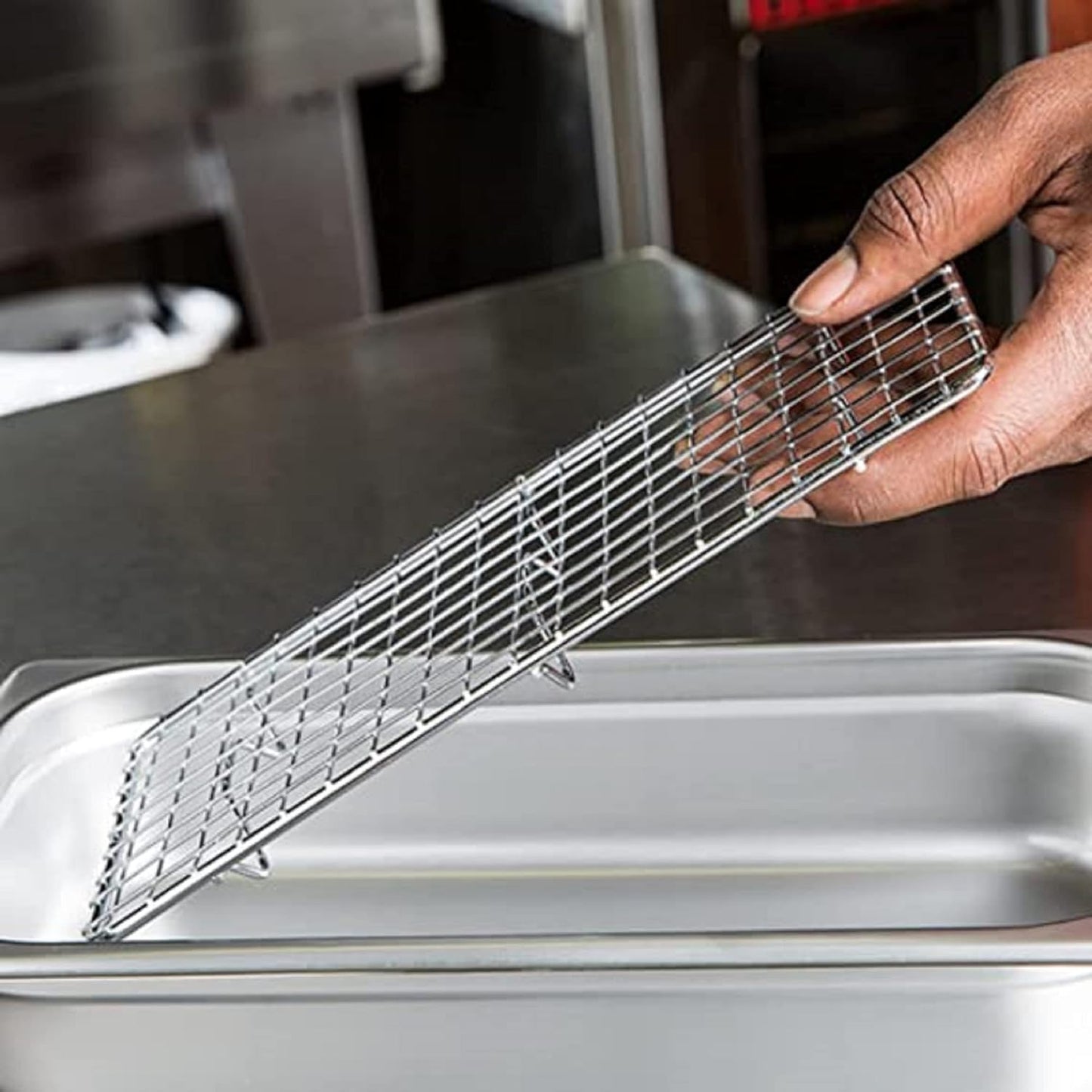 Rectangular Wire Pan Grate Chrome-Plated Set of 2-Fits Third Size  Cooling Rack Baking Sheet GraSheet Cookie Panste Cake Rack for Pies Cookies Pastries Cakes