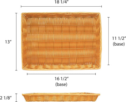 Rectangular Hand-Woven Bread Basket Natural Color - Restaurant Woven Food Serving Basket for Fruit Bread Serving Decorative Baskets Perfect for Cafe Home Restaurants