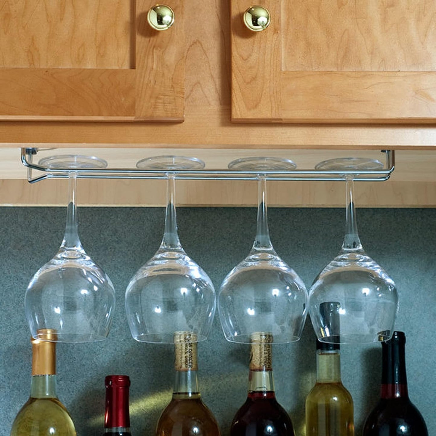 Wine Glass Rack Set of 2 - Stemware Rack Wire Hanging Rack Under Cabinet Wine Glass Rack Stemware Holder Glass Storage Hanger Organizer for Kitchen and Bar