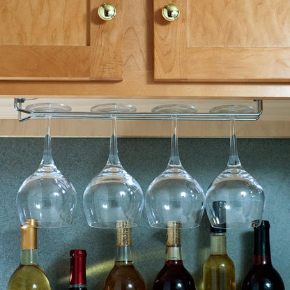 Wine Glass Rack Set of 2 - Stemware Rack Wire Hanging Rack Under Cabinet Wine Glass Rack Stemware Holder Glass Storage Hanger Organizer for Kitchen and Bar
