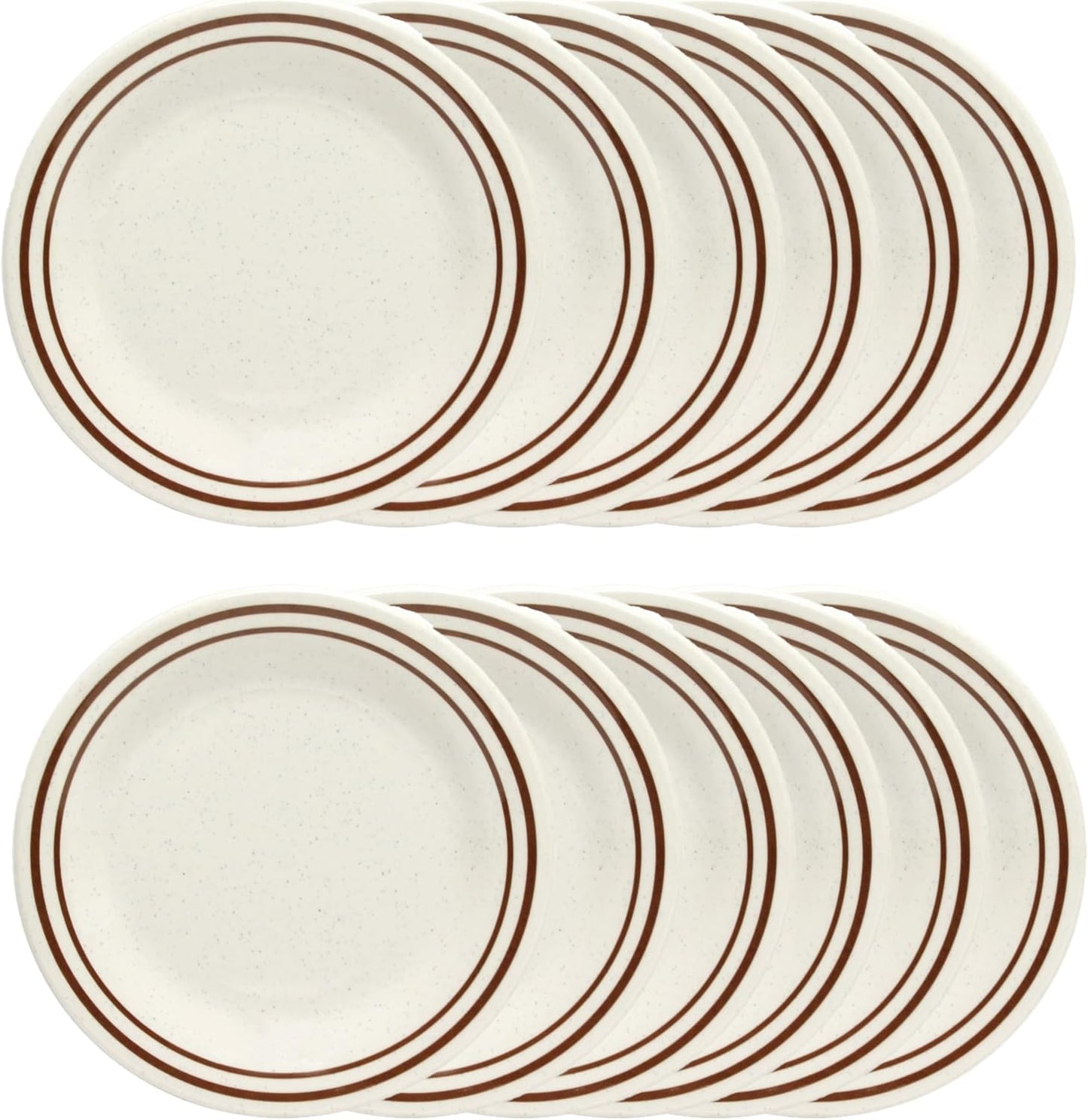 Arcadia Round Dinner Plates Melamine Set of 12- Dishwasher Safe Break-Resistant Reusable Plates Kitchen Plates Dinnerware Appetizer Plates Serving Plate