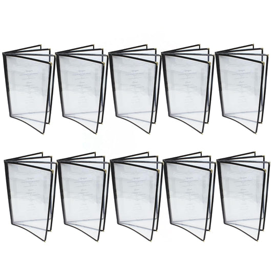 Four Page Book Fold Restaurant Menu Covers 4 Page 8 View Set of 10- Crystal Clear Menu Covers Sleeve Menu Folder Menu Book Holders for Bar Cafe Restaurant