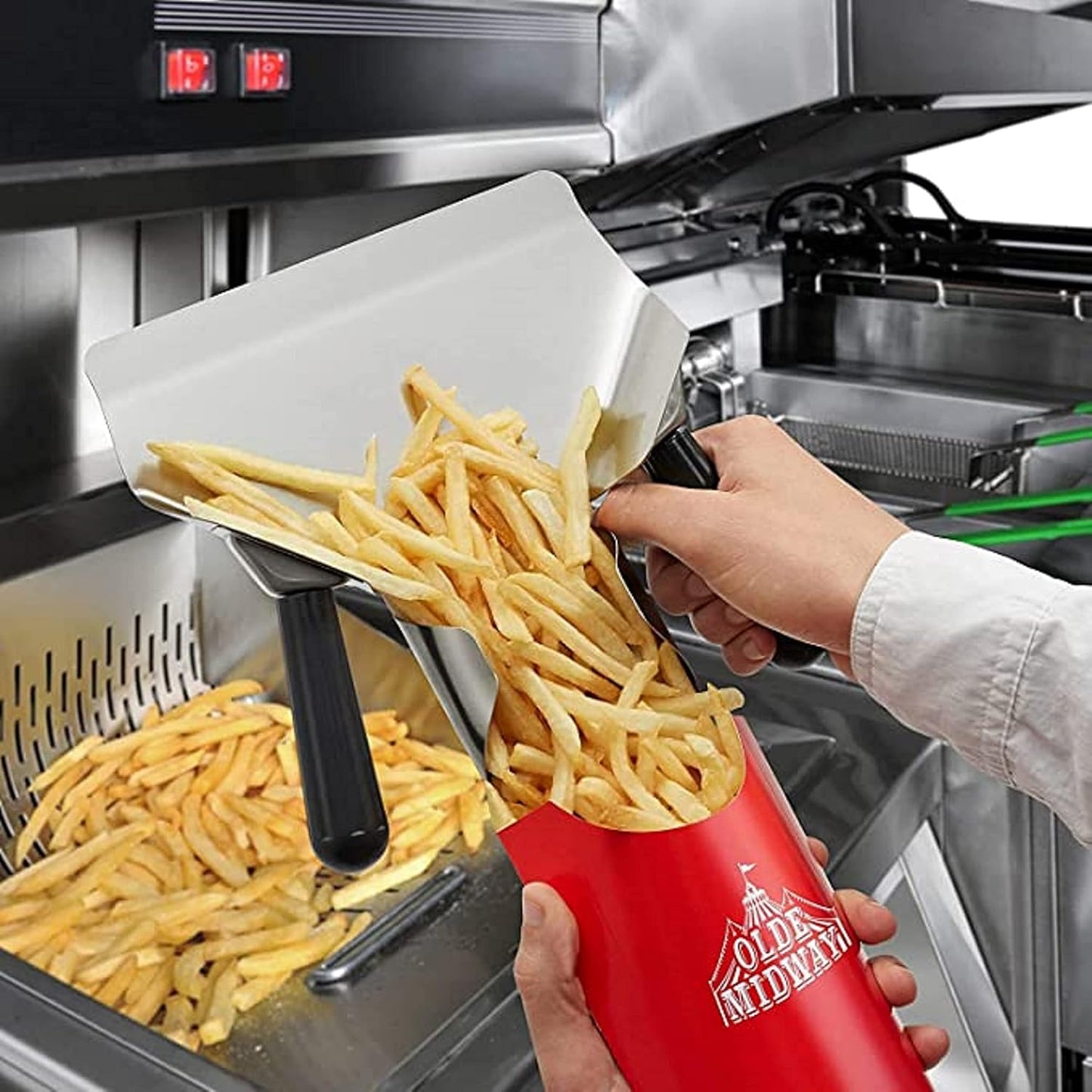 Commercial French Fry Bagger Stainless Steel - Popcorn Machine Commercial French Fry Bagger Scooper Speed Scoop Shovel for Potato Chips Snacks Popcorn Bar