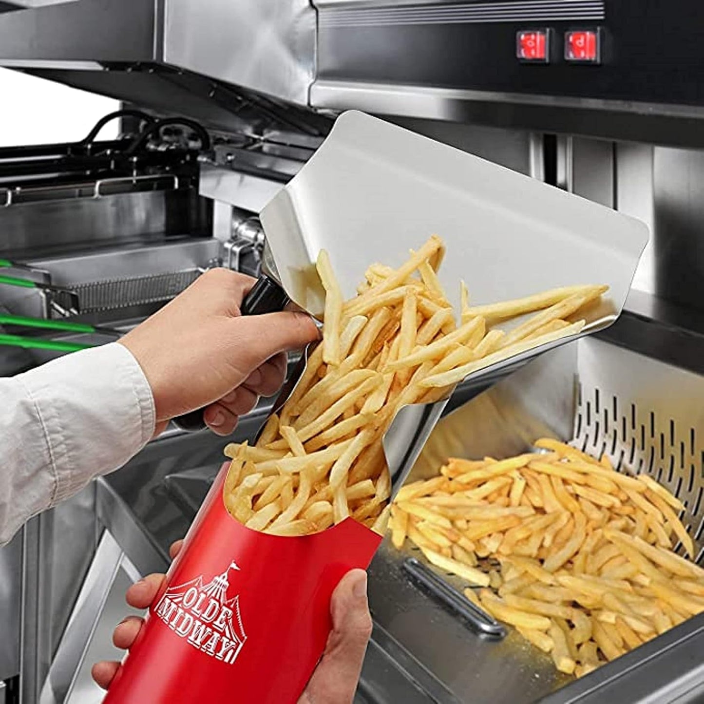 Commercial French Fry Bagger Stainless Steel - Popcorn Machine Commercial French Fry Bagger Scooper Speed Scoop Shovel for Potato Chips Snacks Popcorn Bar