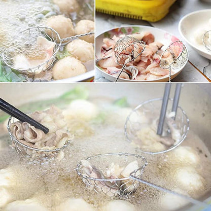 2-3/8” Stainless Steel Skimmer for Hot Pot or Shabu-Shabu- Mini Mesh Skimmer Spoon Asian Strainer Ladle Spider Wire Skimmer Colander Strainer Spoon Hot Pot Tortellini Meatball