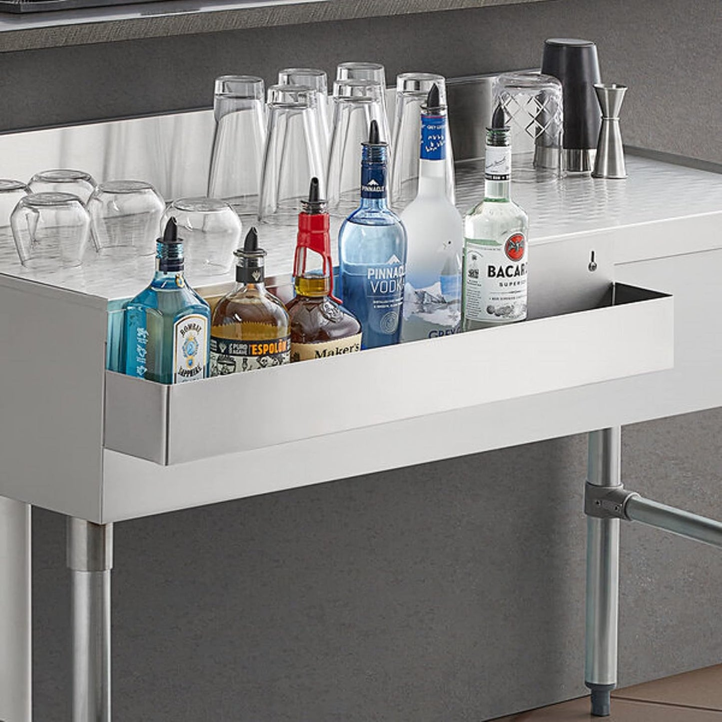 Stainless Steel Single Speed Rail Heavy Duty- Speed Rail Liquor Rack Speed Rack Bottle Holder Liquor Bottle Holder Bottle Rack Drink Rail Shelf Perfect for Home Bars Restaurants