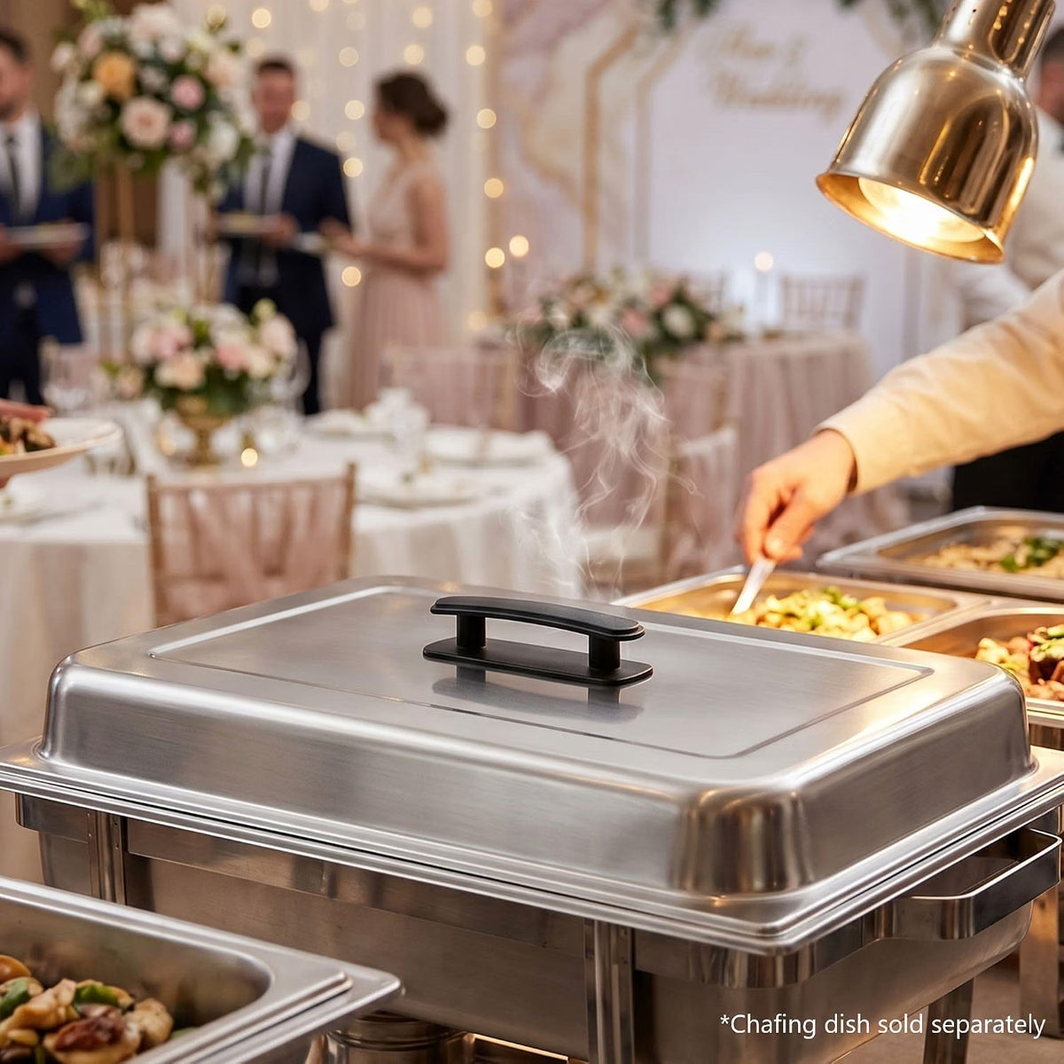 8 Qt. Full Size Stainless Steel Dome/Chafer Cover with Handle- Chafers and Buffet Warmer Cover for Catering Event Party Holiday Buffet Weddings Catering