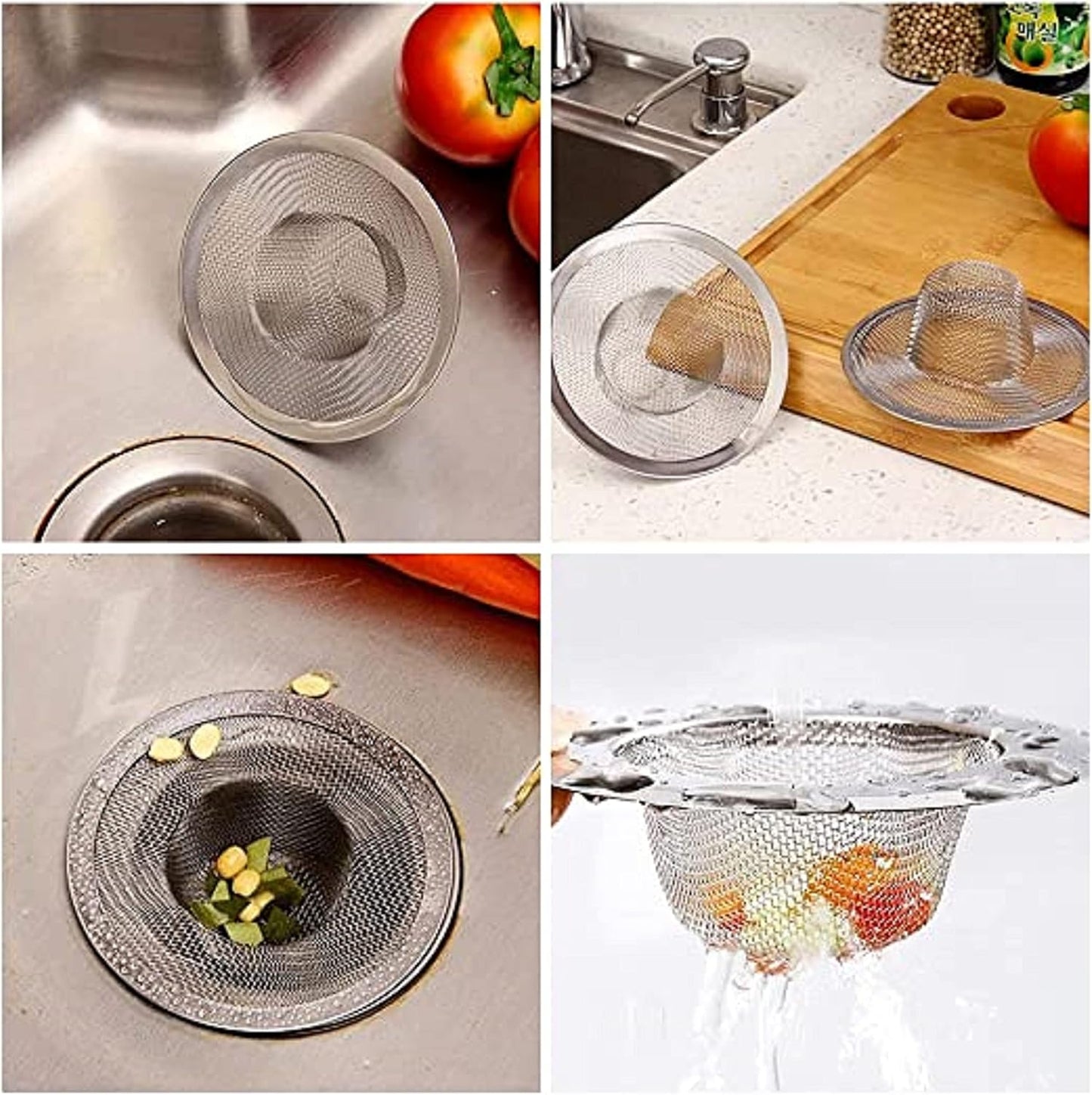 Stainless Steel Sink Strainer Narrow Rim- Kitchen Mesh Strainer Kitchen Sink Drain Strainer Hair Catcher for Bathroom Sink Utility Slop Laundry