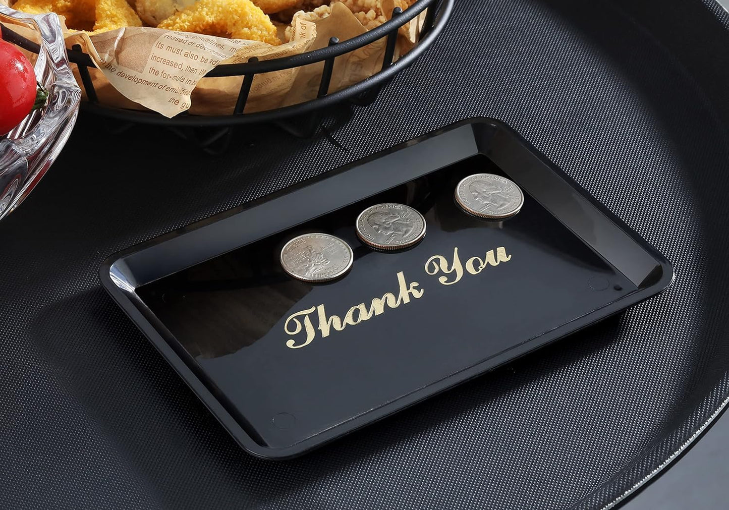 4 1/2" x 6 1/2" Plastic Tip Tray with Gold Thank You Imprint Color Set of 12 -Check Presenters for Restaurants Check Tip Trays Check Holders for Restaurants Bars Hotels