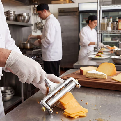 Heavy Duty Cheese Slicer - Hand Held Cheese Cutter for Cheddar Gruyere Raclette Mozzarella Cheese Block Adjustable Cheese Shaver Thick & Thin Slicer Cheese Curler (Silver)