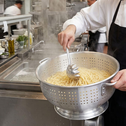 Aluminum Heavy Duty Colander with Handles and Stable Base - Pasta Spaghetti Berry Fruit Vegetable Kitchen Food Strainer Basket
