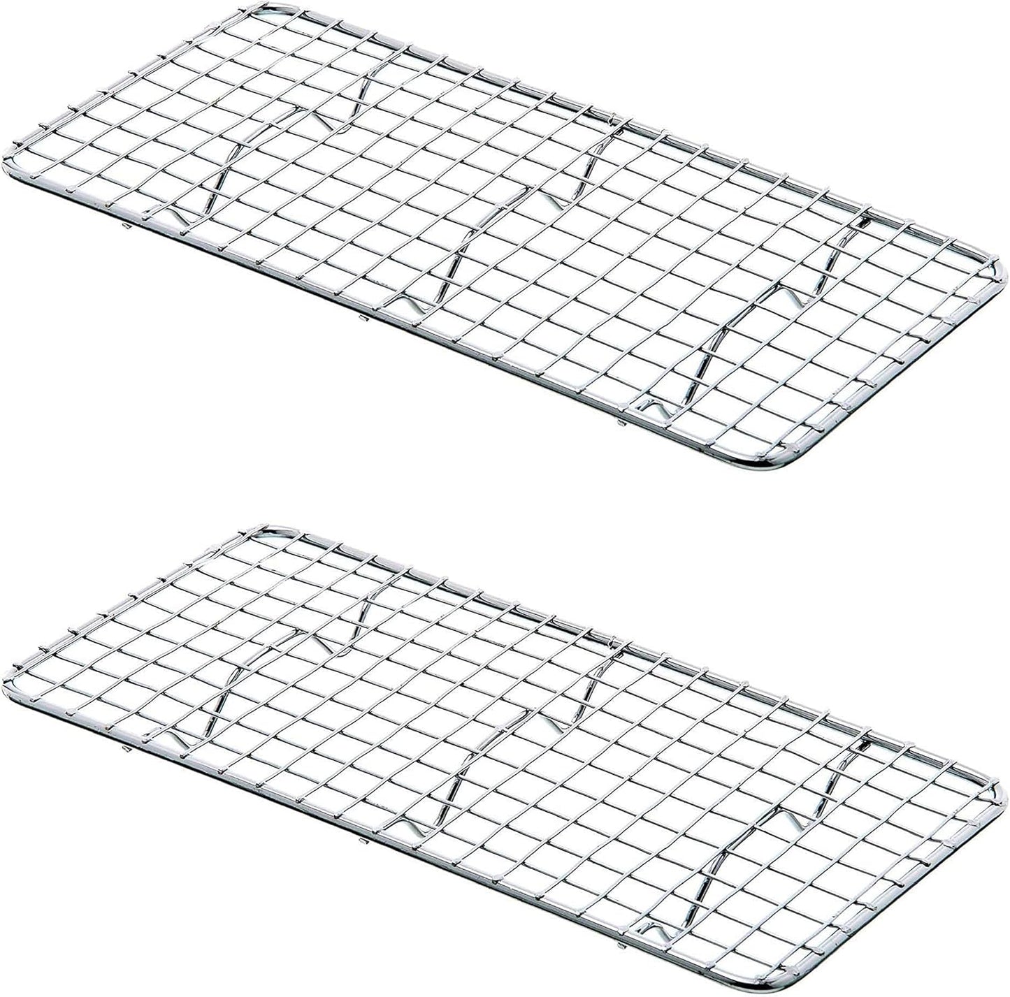 Rectangular Wire Pan Grate Chrome-Plated Set of 2-Fits Third Size  Cooling Rack Baking Sheet GraSheet Cookie Panste Cake Rack for Pies Cookies Pastries Cakes
