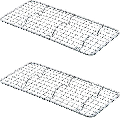 Rectangular Wire Pan Grate Chrome-Plated Set of 2-Fits Third Size  Cooling Rack Baking Sheet GraSheet Cookie Panste Cake Rack for Pies Cookies Pastries Cakes