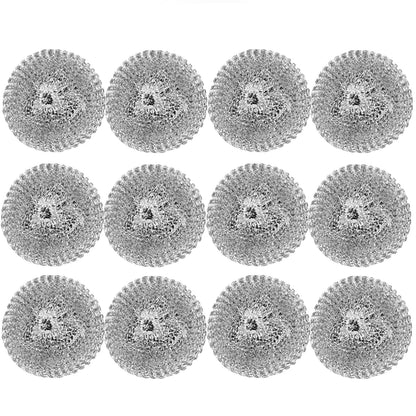 Stainless Steel Scrubber Ball Set of 12- for Cleaning Dishes Pans Pots Ovens Grills Stainless Steel Scrubber for Kitchen Sinks Cleaning Steel Wool Pads Metal Scrubber