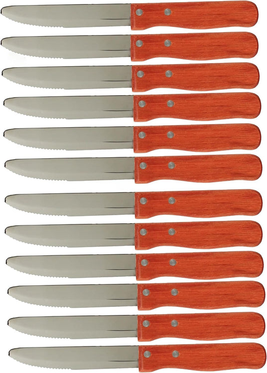 5” Stainless Steel Round Tip Jumbo Steak Knife with Handle Set of 12- Steak Knives Dinner Knives Meat Cutter Knife Set for Home and Restaurants